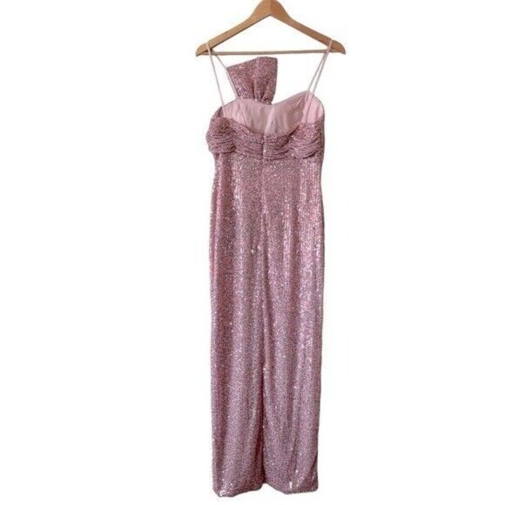 ANTHROPOLOGIE MAC DUGGAL Sequined Faux Bow Column Gown Pink Sequin Size 6 NEW - Picture 8 of 14